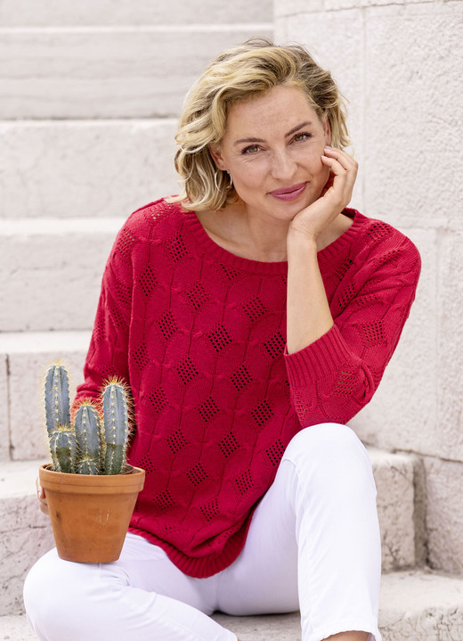 Pullover - Pullover mit Rautendessin Pullover - Pullover mit Rautendessin, in Größe 036 bis 052, in Farbe ROT