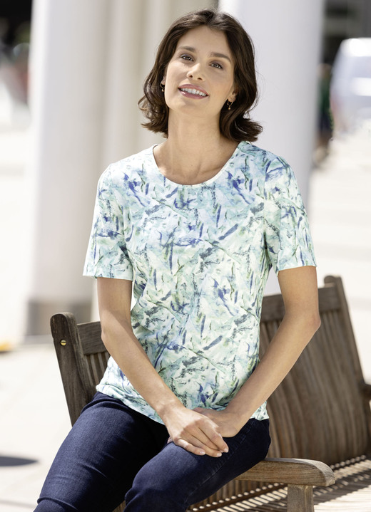 Shirts - Shirt mit Alloverdruck Shirts - Shirt mit Alloverdruck, in Größe 038 bis 054, in Farbe ECRU-MINT-BLAU