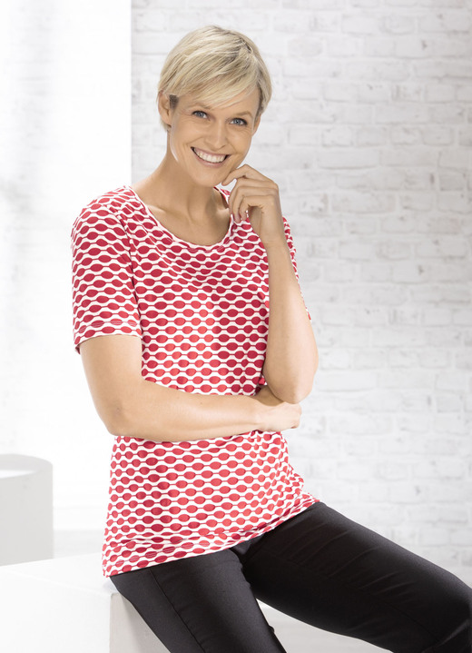Shirts - Shirt mit interessanter zweifarbiger Struktur in 2 Farben Shirts - Shirt mit interessanter zweifarbiger Struktur in 2 Farben, in Größe 036 bis 052, in Farbe ROT-WEISS