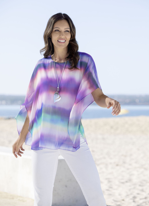 Tuniken - Poncho-Tunika in Multicolor, in Größe L (44/46) bis XXL (52/54), in Farbe MULTICOLOR