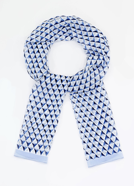 - Schal mit Grafikdessin, in Farbe WEISS-BLEU-HELLGRAU Ansicht 1