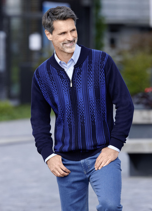 Hemden, Pullover & Shirts - Gemusterte Jacke in 2 Farben Hemden, Pullover & Shirts - Gemusterte Jacke in 2 Farben, in Größe 046 bis 062, in Farbe MARINE