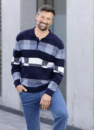 Gemusterter Polopullover in 2 Farben