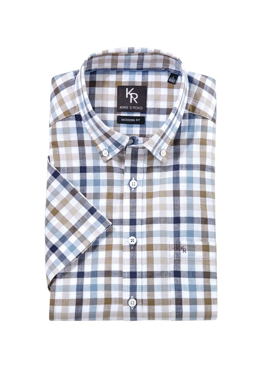 Hemden, Pullover & Shirts - «King's Road»-Hemd mit Button-Down-Kragen in 4 Farben Hemden, Pullover & Shirts - «King's Road»-Hemd mit Button-Down-Kragen in 4 Farben, in Größe 3XL(47/48) bis XXL(45/46), in Farbe PETROL-MARINE KARIERT