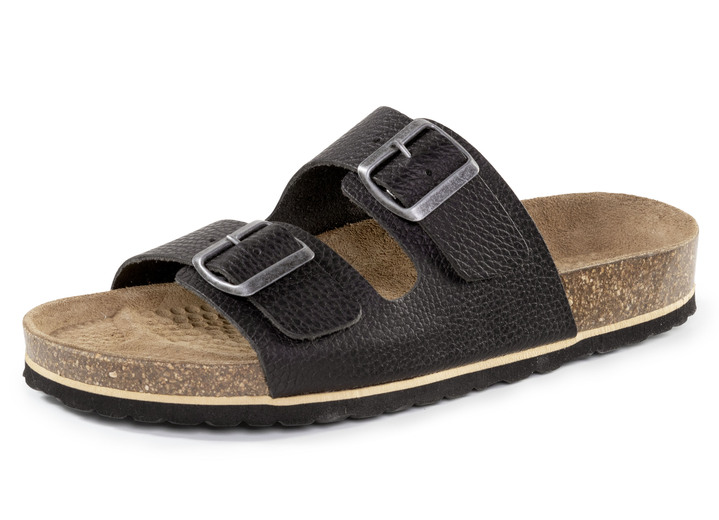 Sandalen & Pantoletten - GINO GALANTE Pantolette aus genarbtem, schattiertem Rind-Nappaleder, in Größe 040 bis 048, in Farbe SCHWARZ Ansicht 1