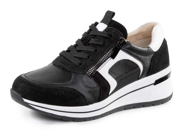 Komfortschuhe - ELENA EDEN, sytlische Damen-Sneaker, Weite H, mit herausnehmbarem Fussbett, in Größe 036 bis 042, in Farbe SCHWARZ-WEISS Ansicht 1