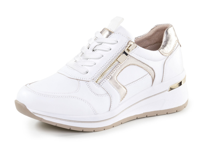 Komfortschuhe - ELENA EDEN, sytlische Damen-Sneaker, Weite H, mit herausnehmbarem Fussbett, in Größe 036 bis 042, in Farbe WEISS-GOLD Ansicht 1