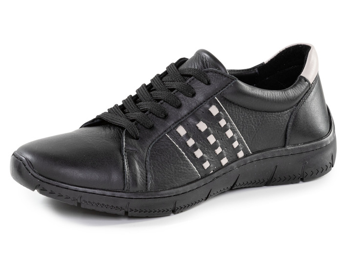 Komfortschuhe - Andrea Conti Schnürschuh aus Nappaleder mit Kontrastdurchzügen, in Größe 036 bis 042, in Farbe SCHWARZ Ansicht 1