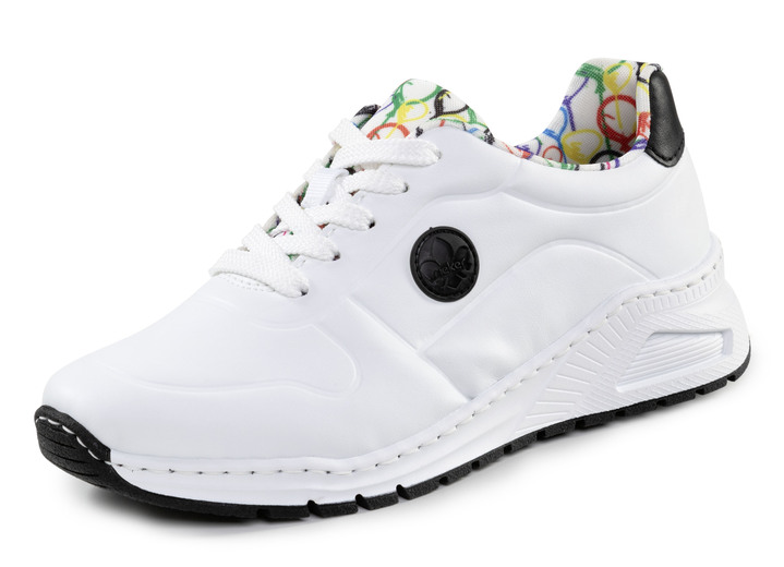 Komfortschuhe - Rieker Schnür-Sneaker mit Wechselfussbett, in Größe 036 bis 042, in Farbe WEISS-SCHWARZ Ansicht 1