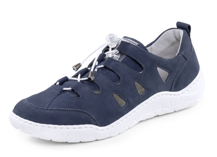 Komfortschuhe - Waldläufer Slipper aus Nubukleder, in Größe 3 1/2 bis 8, in Farbe MARINE Ansicht 1