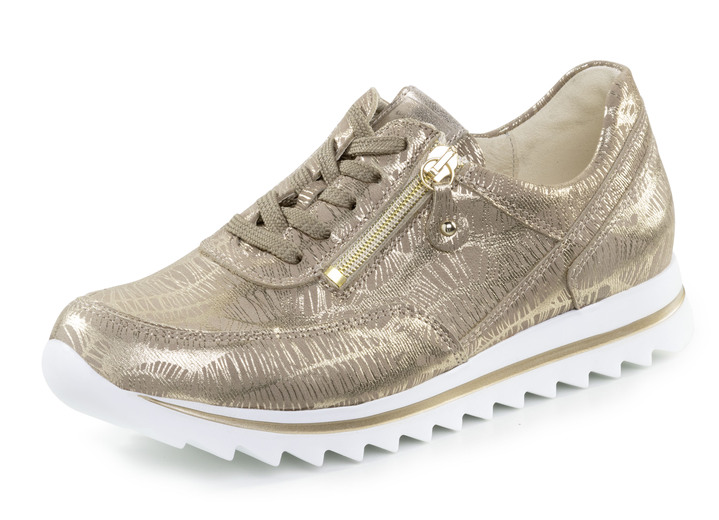 Komfortschuhe - Waldläufer Schnür-Sneaker aus effektvoll geprägtem Nubukleder, in Größe 3 1/2 bis 8, in Farbe ANTIKGOLD Ansicht 1