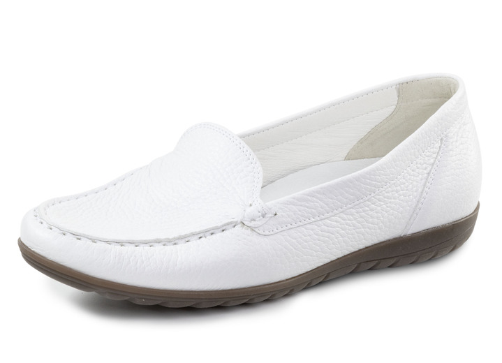 Komfortschuhe - Waldläufer, bequeme Damen-Slipper, Weite H, mit herausnehmbarem Fussbett, in Größe 3 1/2 bis 8, in Farbe WEISS Ansicht 1