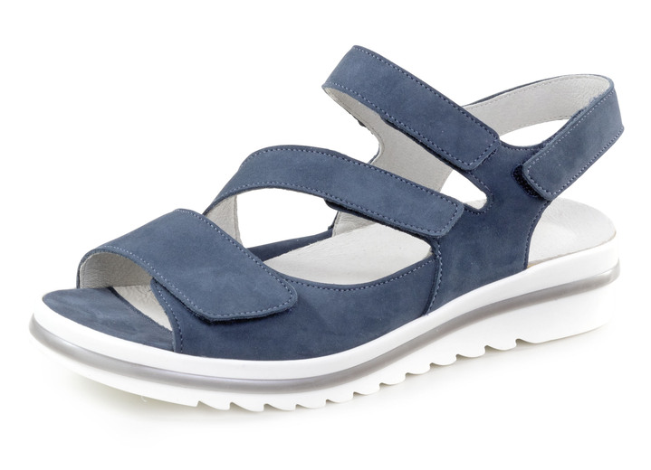Komfortschuhe - Waldläufer Sandale mit herausnehmbarem Lederfussbett, in Größe 3 1/2 bis 8, in Farbe JEANSBLAU Ansicht 1