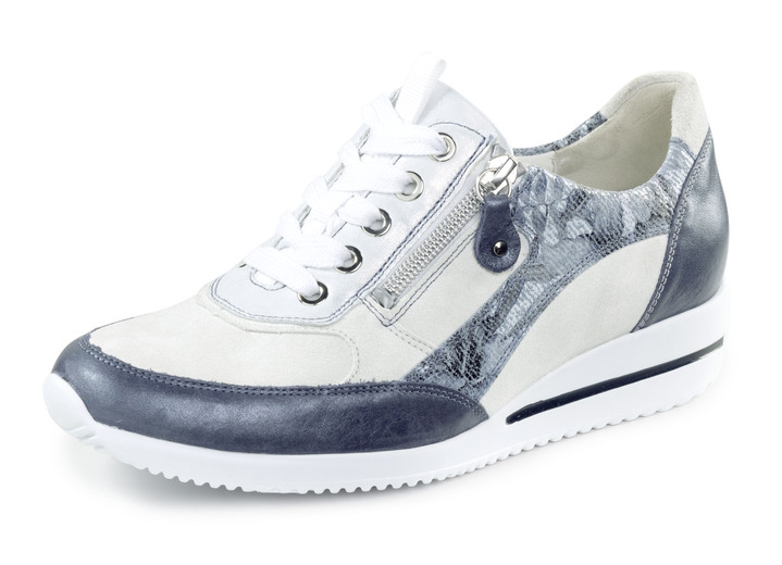 Komfortschuhe - Waldläufer Sneaker aus edlem Leder-Materialmix, in Größe 3 1/2 bis 8, in Farbe JEANS-NATURWEISS Ansicht 1