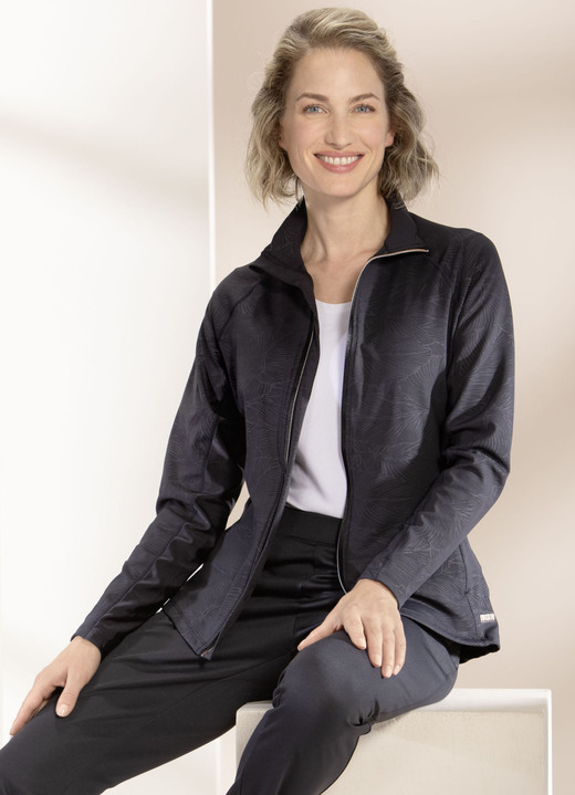 Freizeitanzüge - Sportjacke von «LPO» Freizeitanzüge - Sportjacke von «LPO», in Größe 036 bis 046, in Farbe SCHWARZ MIT PRÄGEDRUCK
