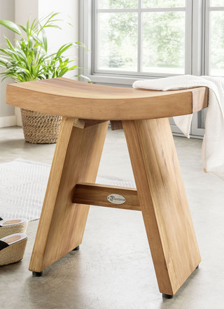 Badhocker aus massivem Teakholz