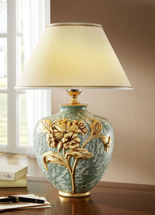 Lampen & Leuchten - Tischlampe aus italienischer Keramik, in Farbe GRÜN-GOLD Ansicht 1