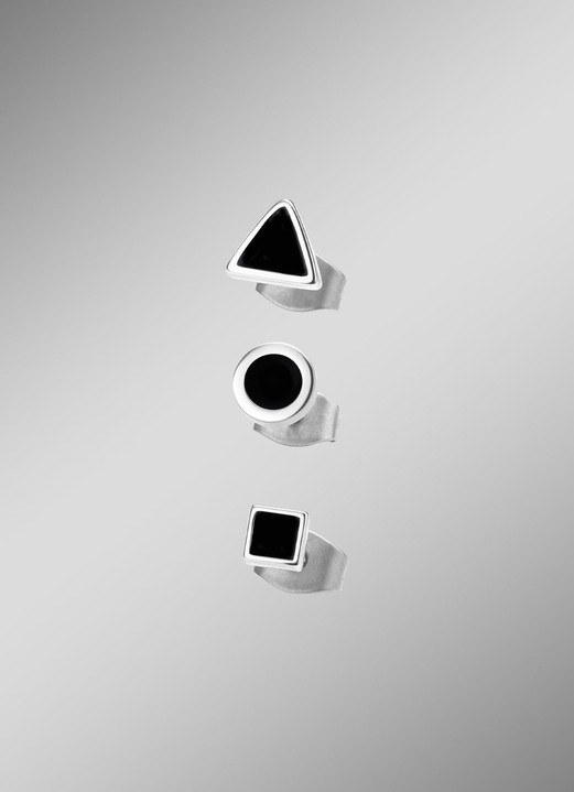 Accessoires - 3-teiliges Single-Ohrstecker-Set aus Edelstahl, in Farbe  Ansicht 1