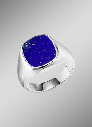 Herrenring aus Silber mit echtem Lapislazuli