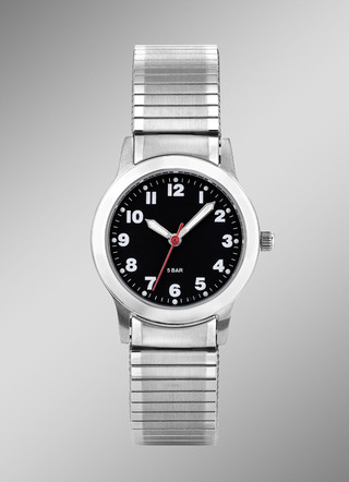 Para-Quartz-Damenuhr mit Edelstahlzugband