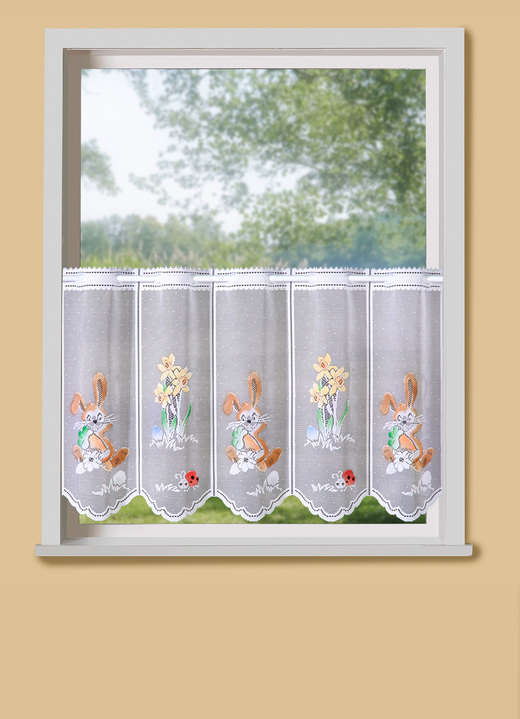 Landhaus & Küche - Handkolorierter Kurzstore, in Größe 788 (H45xB 96 cm) bis 858 (H60xB144 cm), in Farbe WEISS-BUNT