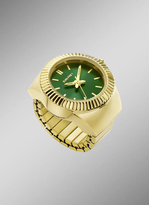 - Goldfarbene Quarz-Ringuhr, in Farbe  Ansicht 1