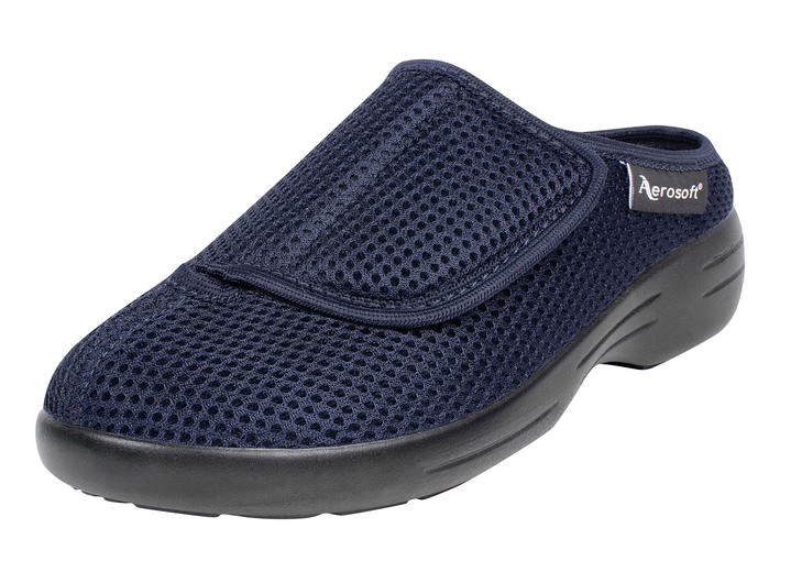 Hausschuhe - Klett-Pantolette für Damen und Herren, in Größe 036 bis 046, in Farbe BLAU Ansicht 1