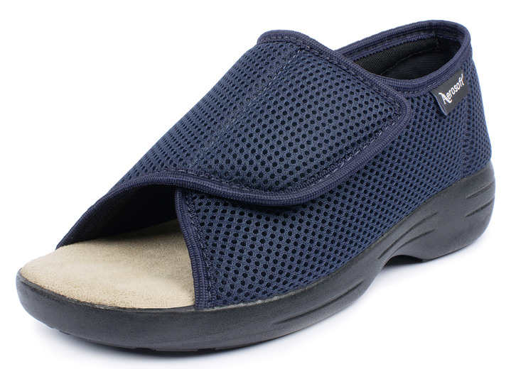 Halbschuhe - Klett-Sandale für Damen und Herren, in Größe 036 bis 046, in Farbe BLAU, in Ausführung Klett-Sandale mit 1 Klettverschluss Ansicht 1