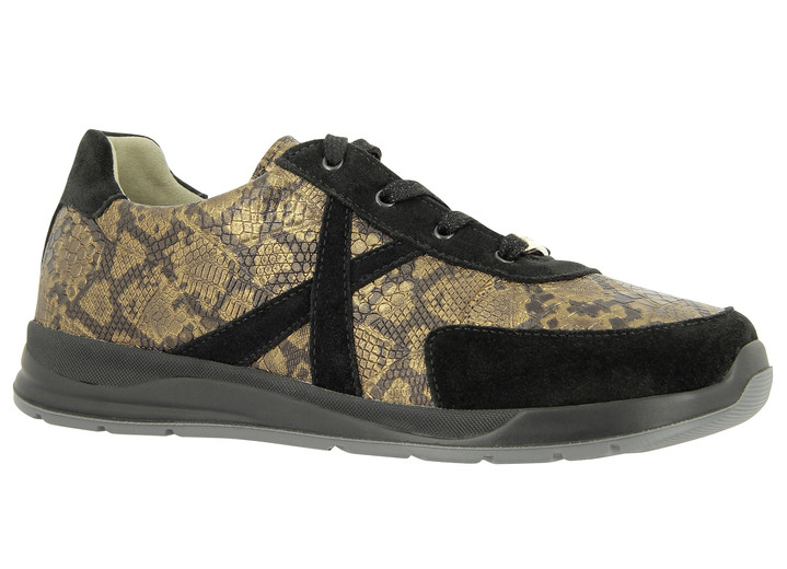 Halbschuhe - Schnürschuh von Varomed in extraweiter Passform, in Größe 035 bis 080, in Farbe SCHWARZ-GOLD Ansicht 1