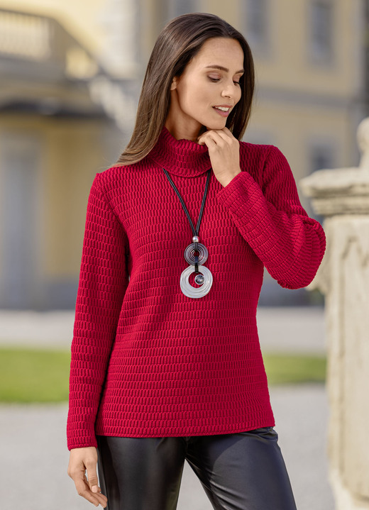 Pullover - Pullover mit Struktur, in Größe 036 bis 052, in Farbe ROT Ansicht 1
