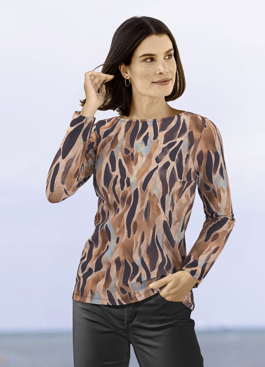 Klaus Modelle - Pullover in Feinstrick Klaus Modelle - Pullover in Feinstrick, in Größe 038 bis 054, in Farbe BRAUN-MARINE-MULTICOLOR