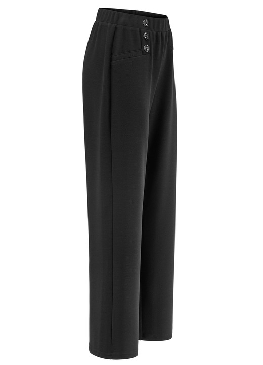 Hosen - Hose mit dekorativen Zierknöpfen, in Größe 019 bis 054, in Farbe SCHWARZ Ansicht 1