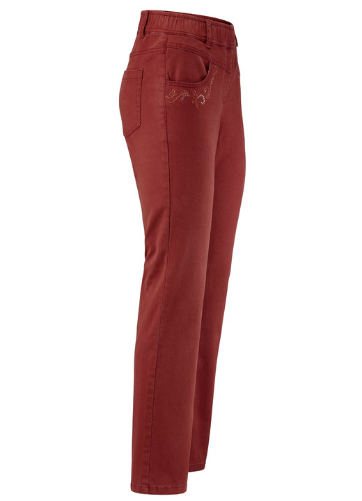 Hosen - Hose mit funkelnden Glitzersteinchen, in Größe 018 bis 052, in Farbe ZIEGELROT Ansicht 1