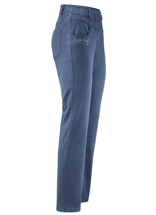 Hosen - Hose mit funkelnden Glitzersteinchen, in Größe 018 bis 052, in Farbe JEANSBLAU Ansicht 1