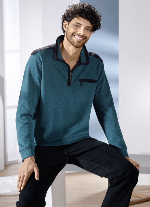 Hemden, Pullover & Shirts - Troyer mit Brusttasche Hemden, Pullover & Shirts - Troyer mit Brusttasche, in Größe 046 bis 062, in Farbe PETROL MELIERT