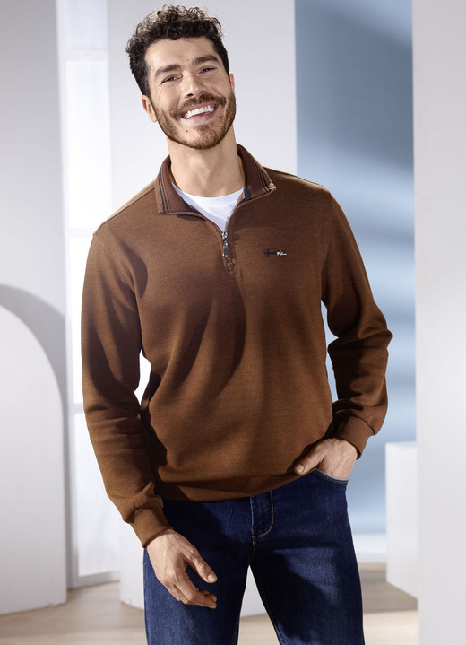 Hemden, Pullover & Shirts - Troyer von «Milano Italy» Hemden, Pullover & Shirts - Troyer von «Milano Italy», in Größe 3XL (64/66) bis XXL (60/62), in Farbe MITTELBRAUN MELIERT