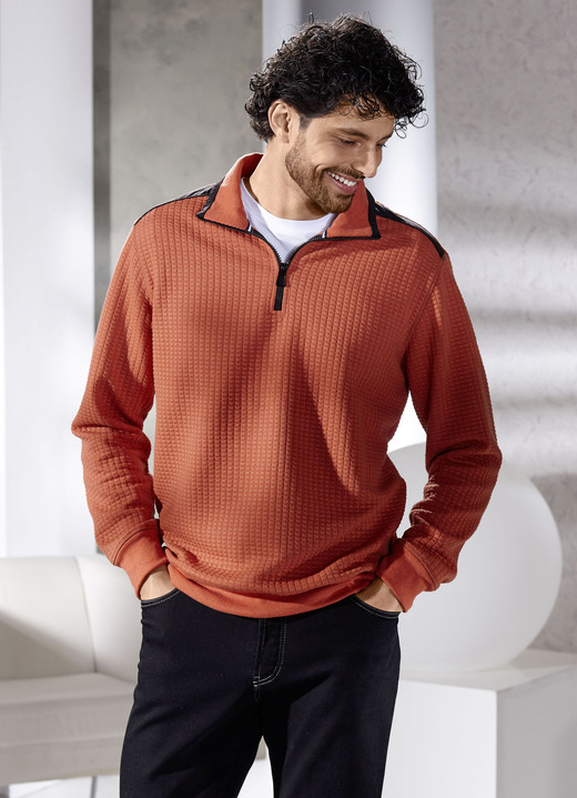 Hemden, Pullover & Shirts - Troyer mit Strukturdessin Hemden, Pullover & Shirts - Troyer mit Strukturdessin, in Größe 046 bis 062, in Farbe TERRA