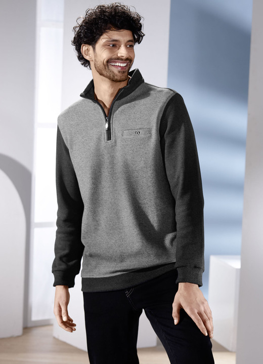 Hemden, Pullover & Shirts - Troyer von «Milano Italy» Hemden, Pullover & Shirts - Troyer von «Milano Italy», in Größe 3XL (64/66) bis XXL (60/62), in Farbe GRAU-ANTHRAZIT MELIERT