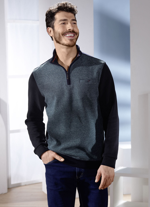 Hemden, Pullover & Shirts - Troyer von «Milano Italy» Hemden, Pullover & Shirts - Troyer von «Milano Italy», in Größe 3XL (64/66) bis XXL (60/62), in Farbe DUNKELBLAU MELIERT-MARINE