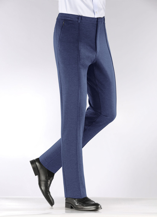 Hosen - Modische «Klaus Modelle»-Hose mit Dehnbund in 4 Farben Hosen - Modische «Klaus Modelle»-Hose mit Dehnbund in 4 Farben, in Größe 024 bis 060, in Farbe RAUCHBLAU