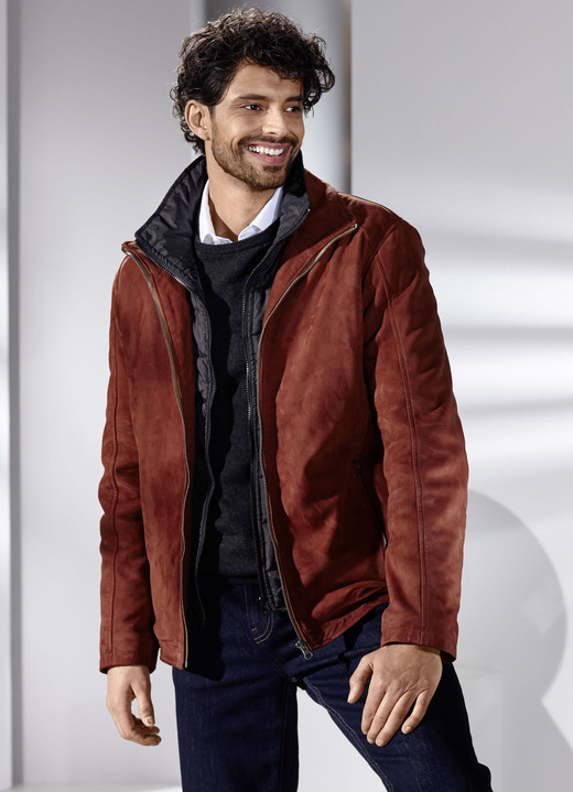 Ledermode - Lederkurzjacke mit Innentaschen Ledermode - Lederkurzjacke mit Innentaschen, in Größe 048 bis 062, in Farbe ZIEGELROT