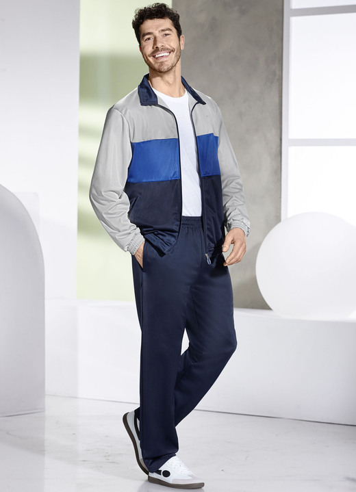 Sport- & Freizeitmode - Freizeitanzug mit elastischen Bund Sport- & Freizeitmode - Freizeitanzug mit elastischen Bund, in Größe 3XL (58) bis XXL (56), in Farbe GRAU-ROYALBLAU-MARINE