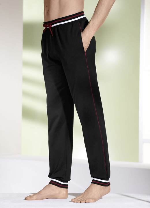 Freizeitmode & Bademäntel - Hose mit Ripp-Bündchen Freizeitmode & Bademäntel - Hose mit Ripp-Bündchen, in Größe 024 bis 062, in Farbe SCHWARZ