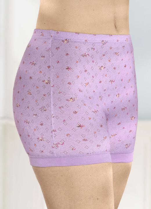 Slips - Viererpack Unterhosen mit feinerm Ajour-Dessin, in Größe 038 bis 056, in Farbe 2X FLIEDER, 2X APRICOT Ansicht 1