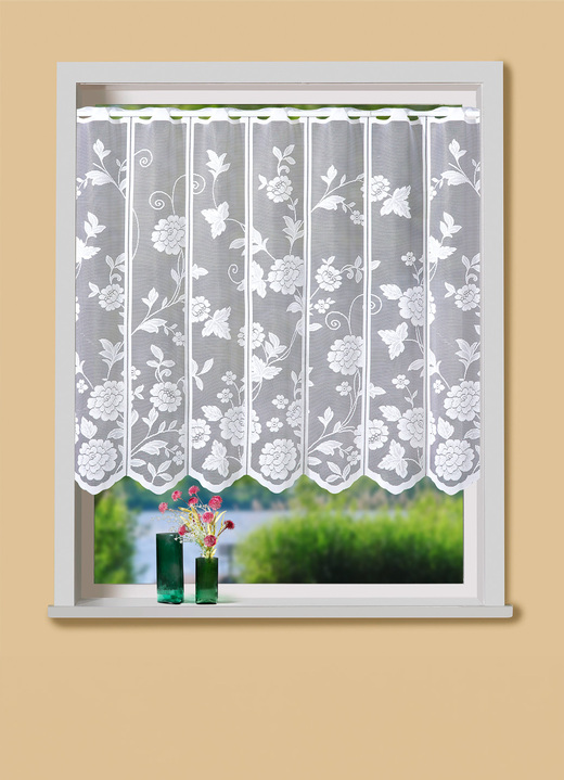 Landhaus & Küche - Kleinfenster-Store mit Stangendurchzug, in Größe 878 (80x 98 cm) bis 898 (120x198 cm), in Farbe WEISS