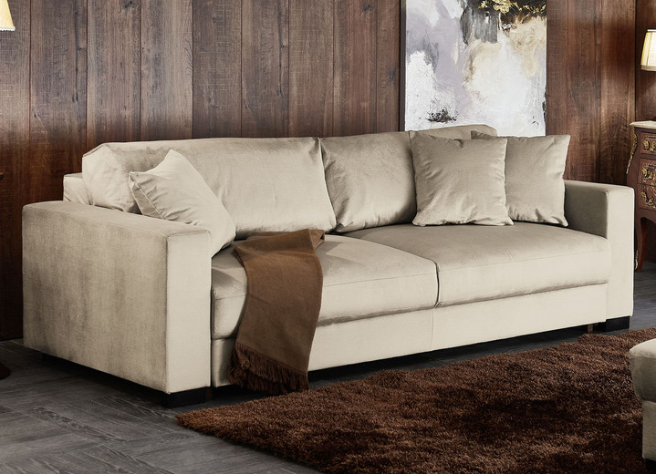 Bettsofas - Schlafsofa mit bequemer Schaumstoffpolsterung, in Farbe CREME, in Ausführung Ohne Hocker Ansicht 1