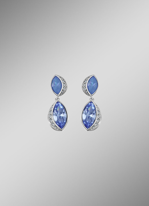 Damen-Modeschmuck - Blauer Glanz – Strahlende Ohrstecker mit Swarovski-Kristalle, in Farbe  Ansicht 1