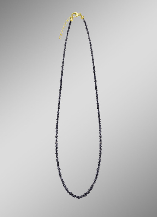 Halsketten & Armbänder - Aussergewöhnliche Halskette mit Roh-Diamanten in Dunkelgrau, in Farbe  Ansicht 1