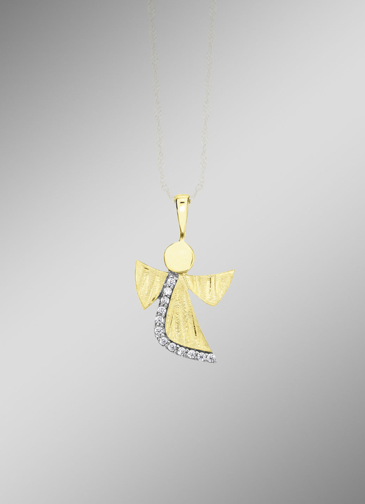 ohne Steine / mit Zirkonia - Engel-Anhänger aus Gold mit Zirkonia, in Farbe  Ansicht 1
