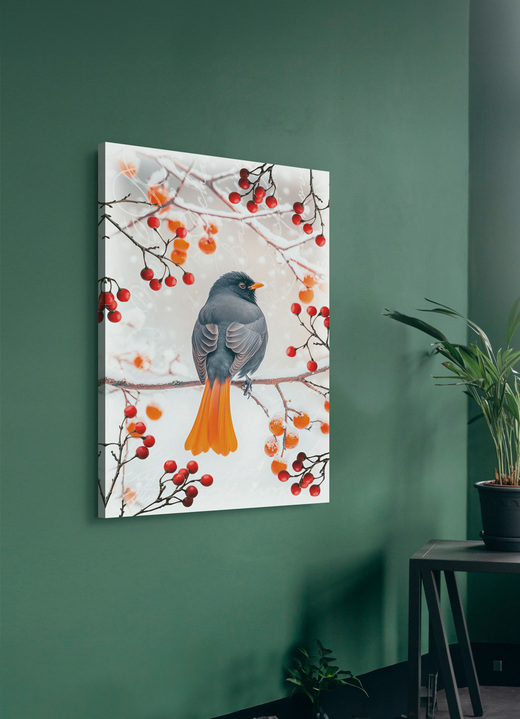 Tiere - Bild Vogel des Jahres 2025 Hausrotschwanz auf Leinwand, in Farbe BUNT Ansicht 1